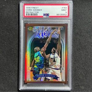 1996 TOPPS FINEST HEIRS #163 CHRIS WEBBER PSA 9 MINT WASHINGTON BULLETS HOF